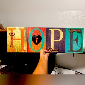 Hope sign with hooks
